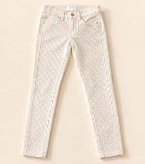 Seven7 Ivory Textured Skinny Jeans Size 24 Y2K Quiet Luxury Jacquard Pants